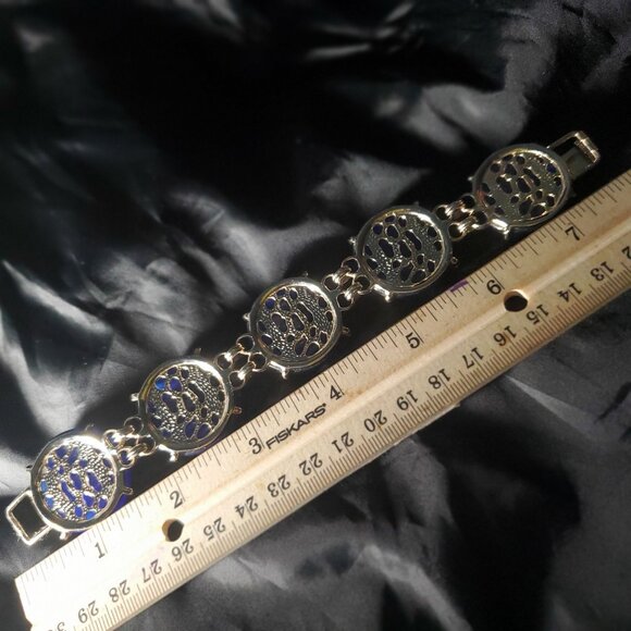 Signed Kendra Scott Bracelet Retired Cassie Cobalt Blue Large Cat's Eye Elegance - Picture 5 of 10